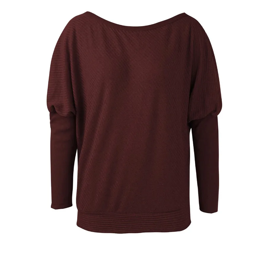 Gladiolus Slash Neck Sexy Autumn Winter Sweater Women 2018  Long Sleeve Loose Casual Long Knitted Pullover Women Sweater Jumpers (35)
