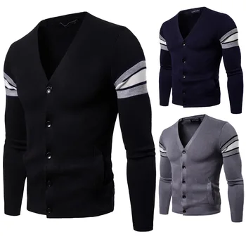 

YM009 New Fashion Men Autumn Clothing Men Self-knitted Pullover V-neck Cardigan Sweater