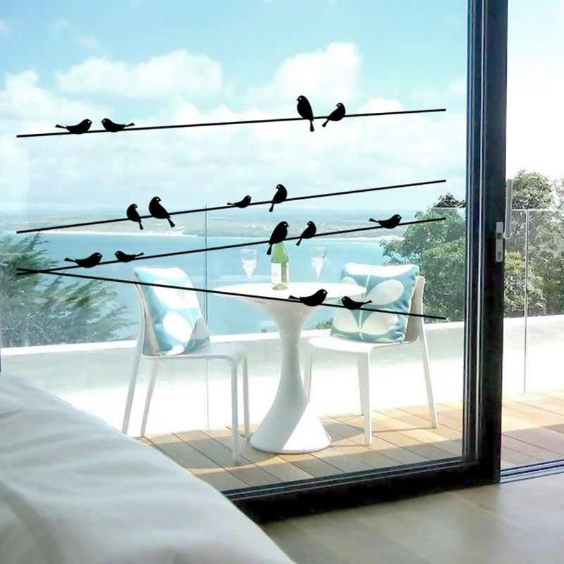 1 шт. виниловые съемные черные настенные наклейки ветка дерева с птицами DIY наклейки на стену на стекло Окно Дверь ванная комната Декор для гостиной