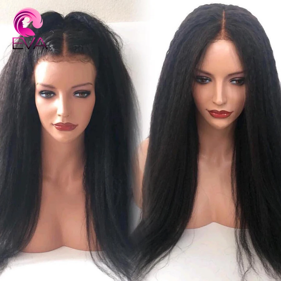 

Eva Kinky Straight 13x6 Lace Front Human Hair Wigs Pre Plucked With Baby Hair 150% Density Brazilian Remy Hair For Black Women
