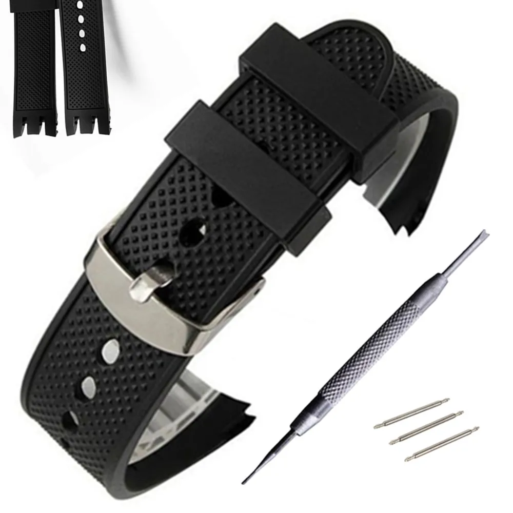 

Silicon Rubber Strap 21mm black double-deep recesses Replacement Watch Band Strap for Swatch YRS Watch Watchband