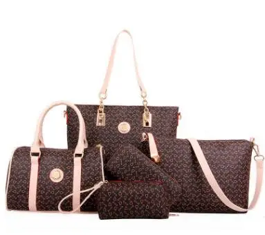 6 комплектов, женские кожаные сумки, сумки-мессенджеры, композитные сумки, женские брендовые дизайнерские, роскошные известные бренды, модные сумки PP-1066 - Цвет: Коричневый