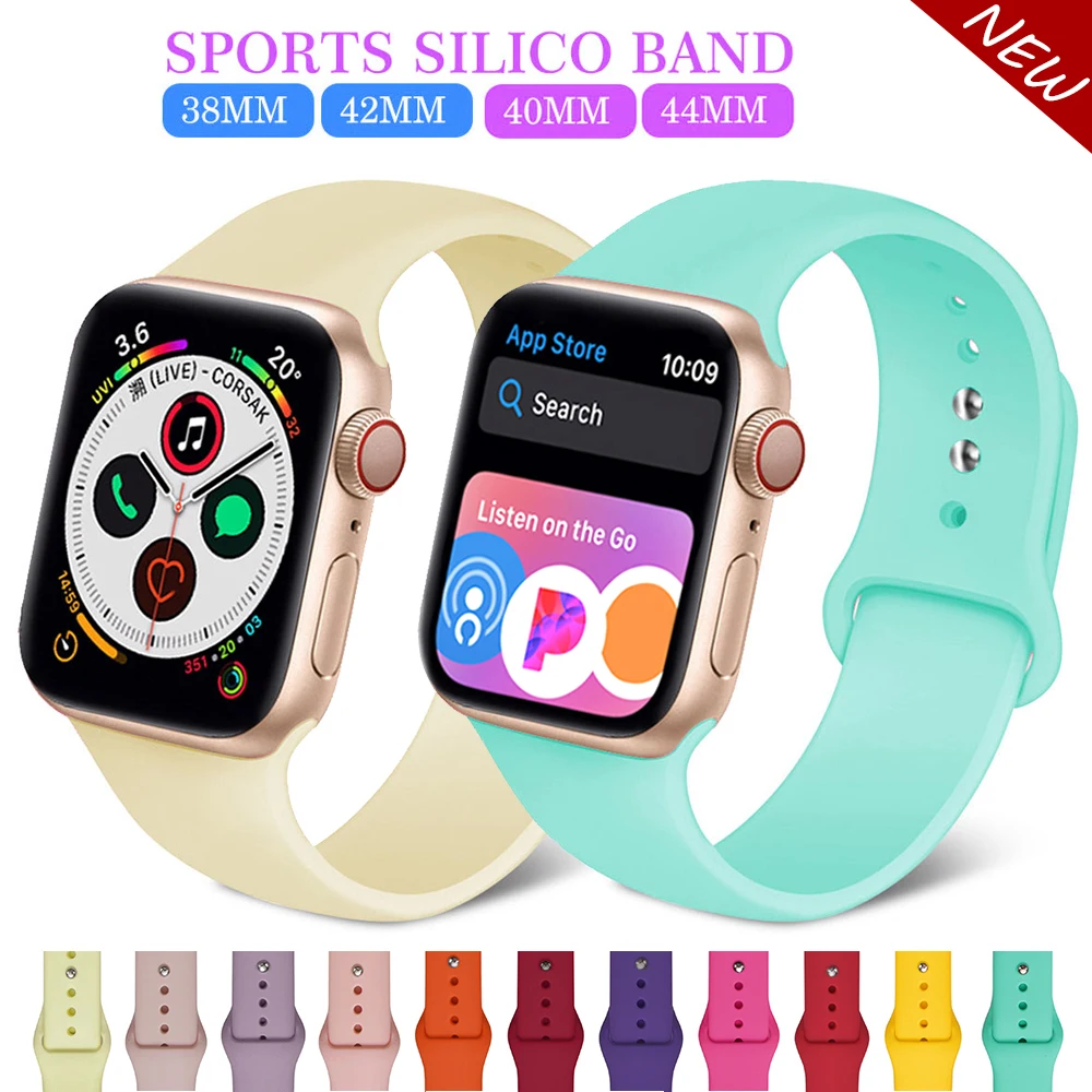Спортивный мягкий силиконовый сменный ремешок 38 мм от mu sen для Apple Watch версии 1 2 42
