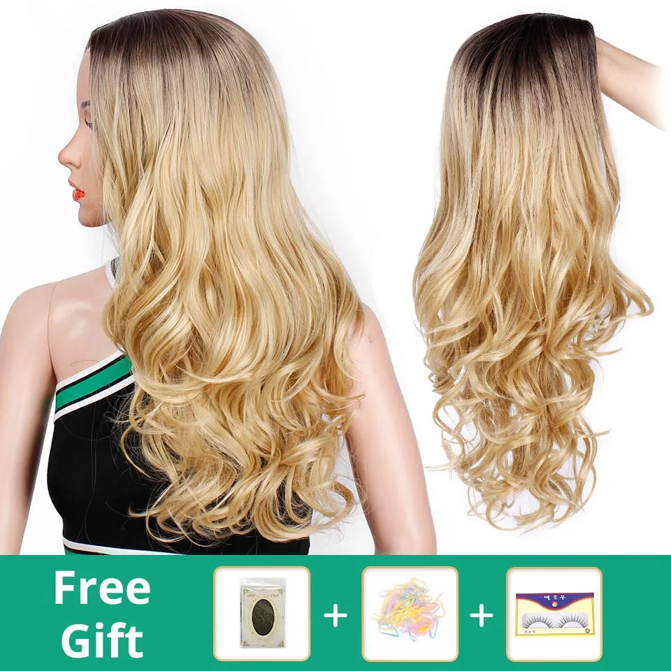 Cena Ombre długie faliste Blond peruka peruki syntetyczne dla kobiet szary biały czarny czerwony brązowy Blond peruka Glueless włosy Cosplay AISI uroda