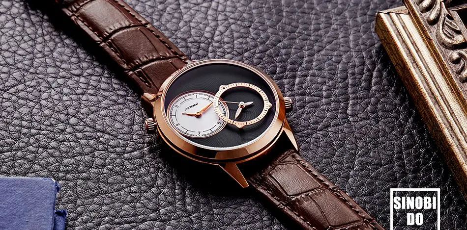 Модные золотые мужские наручные часы Sinobi креативные 2 кварцевые кинетические часы Аналоговые с кожаным ремешком мужские деловые часы распродажа из Китая