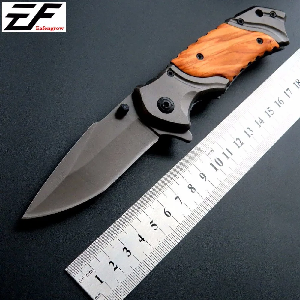 

Eafengrow X49 Tactical Folding Knife 440C Steel Blade Pocket Hunting Camping Knife Survival Outdoor Tool Wood Handle knife