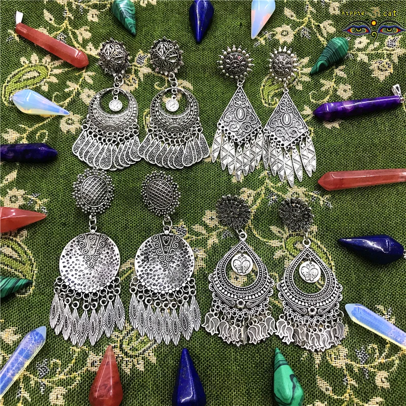 

New Summer Original Design of Hand - Made Long Pendant Earrings India European Female Retro Tribal Earrings Hippie Jewellery
