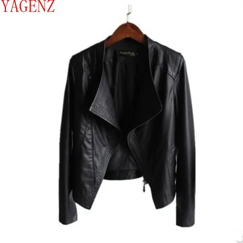 

2018 Autumn/ Winter jackets NEW Fashion Ms Tops coat Slim Short paragraph PU Leather coat Long sleeves Leather coat Women 1118