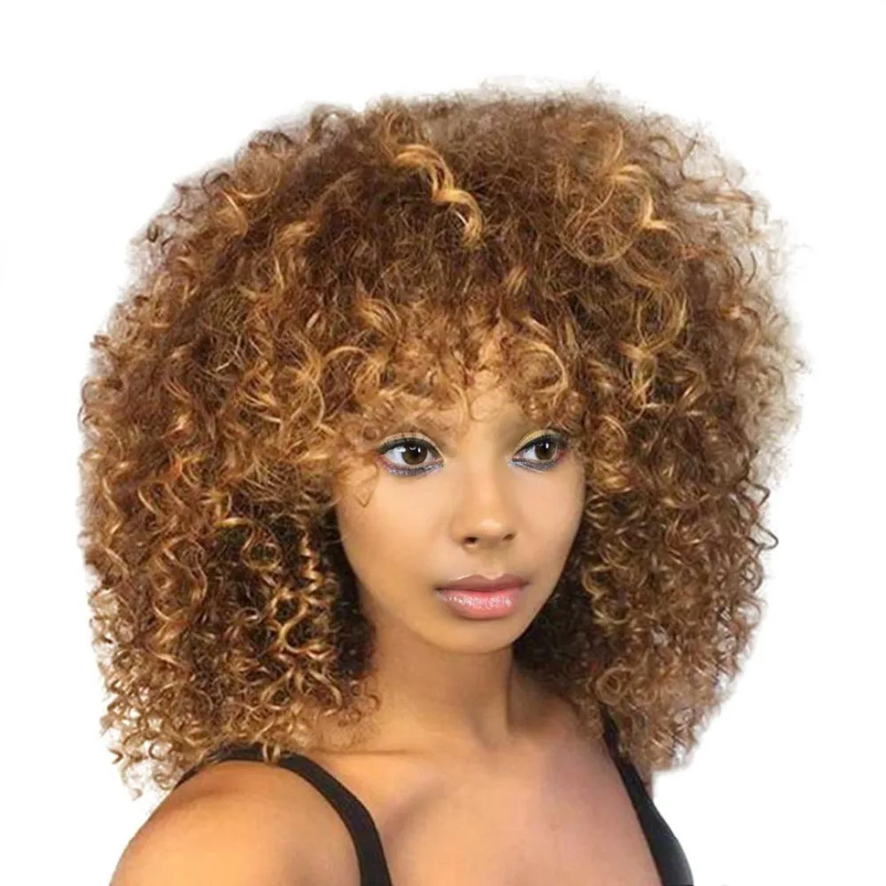 

Fashion Charming Women long Black Front Hairstyle Synthetic Hair Wigs For Black African curly hair Styling Accessory A17