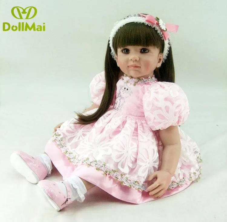 

60cm Silicone Reborn Baby Doll Toys vinyl Princess Toddler time GIRL dolls for Children gift bebe boneca reborn