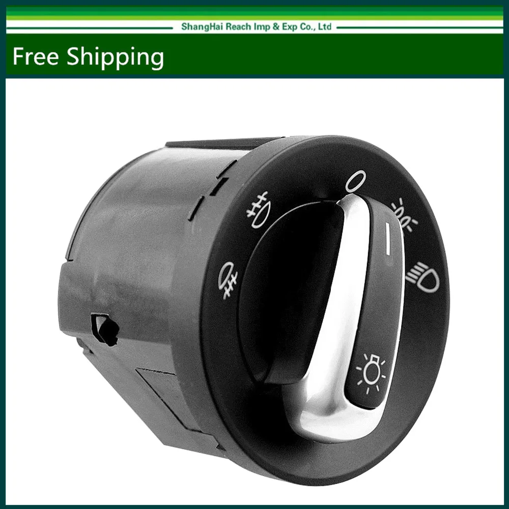 e2c Chrome Headlight Control Switch Fit For VW Jetta Golf GTI MK5 MK6