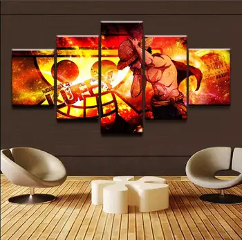 

5 PIECE CANVAS printed painting poster One Piece Anime Printed Wall Art Painting Animation Poster Canvas