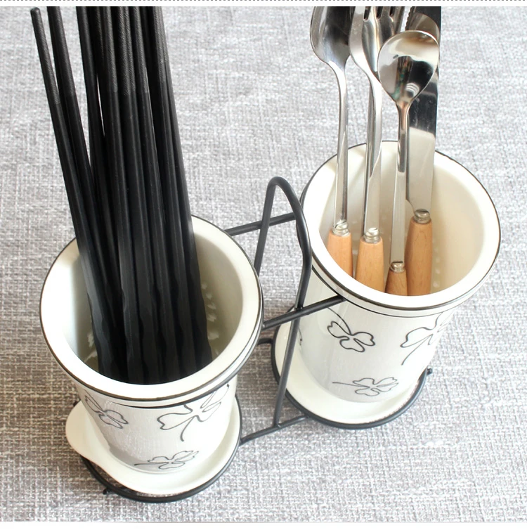 Простая керамическая ложка, вилка, нож, палочки для еды, держатель для слива, кухонный органайзер, не включая столовую посуду