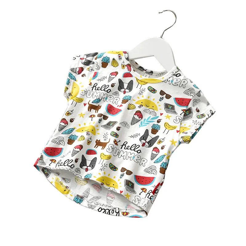 Новая футболка для мальчиков и девочек летняя рубашка с короткими рукавами детская одежда летняя детская одежда с рисунком арбуза и мороженого