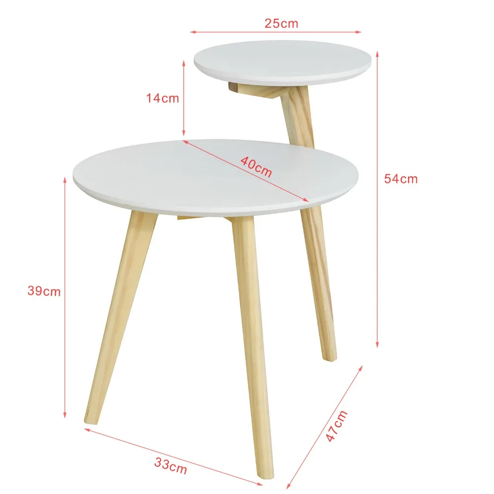 SoBuy FBT53-WN, 2 Tiers Round Wooden Side Table Tea Coffee End Table Living Room Furniture