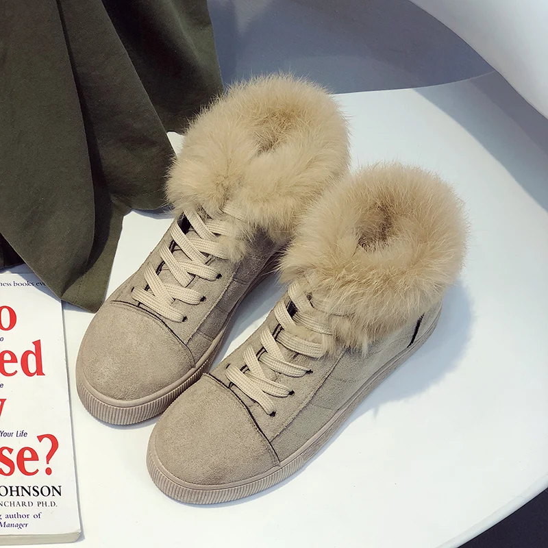 

Thestron Snow Boots Female Black Khaki High Top Shoes for Woman Winter Warm Casual Shoes Ladies Rubber Bottom Comfortable Boots