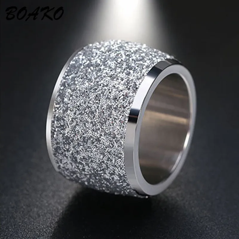

BOAKO Men 316L Stainless Steel Rings Simple Matte Wedding Rings Female Male Jewelry bague Anillos Hombre Masculino Ring anelli