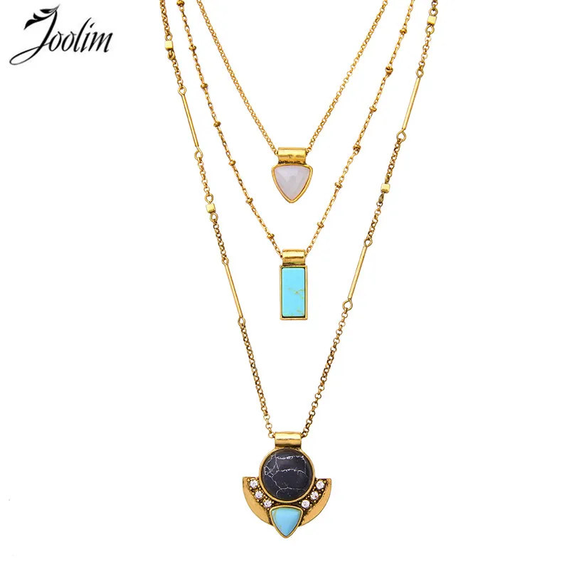 

JOOLIM Jewelry Wholesale/ Three-Row Convertible Necklace 3 in 1 Removable Statement Layered Neclace Jewelry free shipping