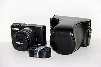 Защитный чехол для камеры Canon, сумка, Ретро стиль, из искусственной кожи, чехол для камеры s для Canon EOS M10 M100 15-45 мм 55-200 мм, чехол для объектива s - Цвет: Ordinary-Black