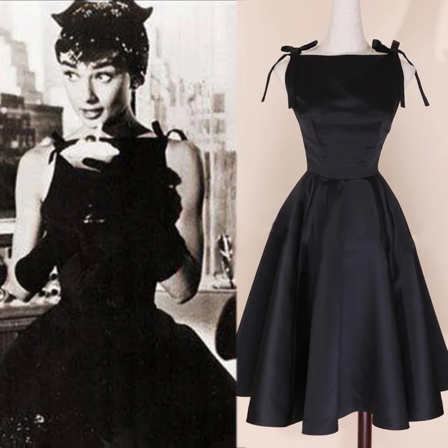 Vintage Audrey Hepburn Party Dress Princess Women Black Holloween Vintage Audrey Hepburn Party Dress Princess Women Black Holloween Evening Victorian Summer Dresses Vestido De