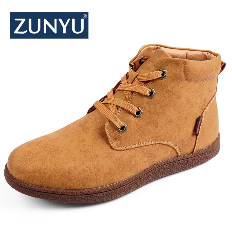 ZUNYU/брендовые новые кожаные мужские Ботильоны дышащие ботинки высокие зимние