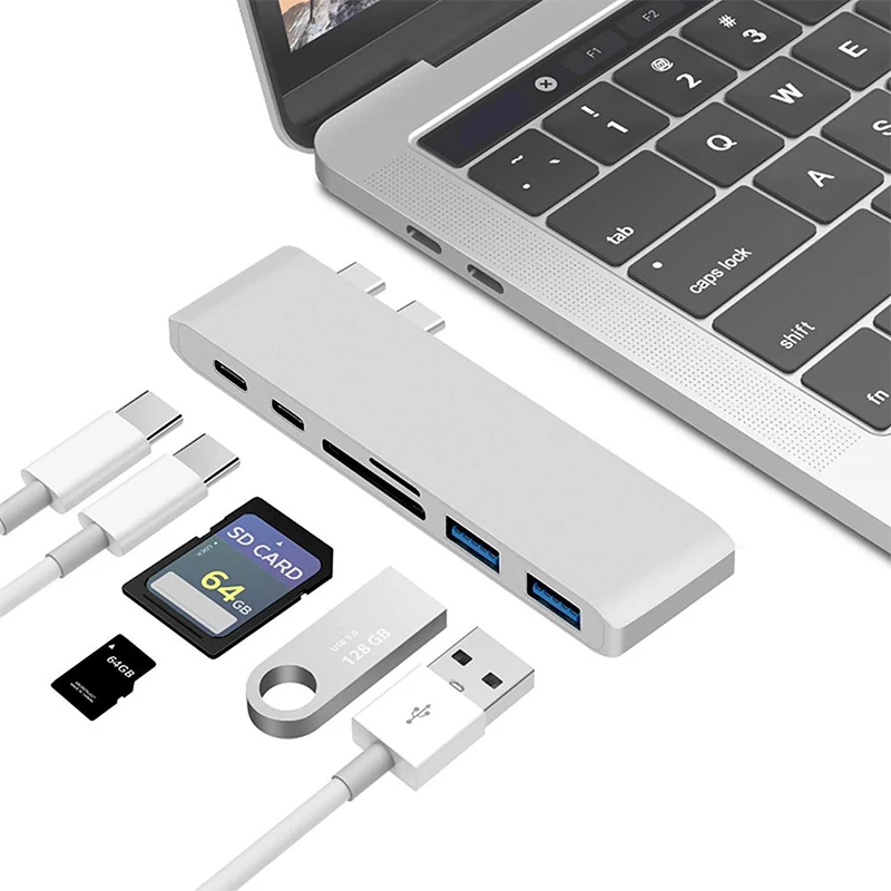 

USB Type C Hub to Card Reader USB C Hub 3.0 Adapter Combo with TF SD Slot for NEW MacBook Pro 2016 2017 USB-C Power Delivery
