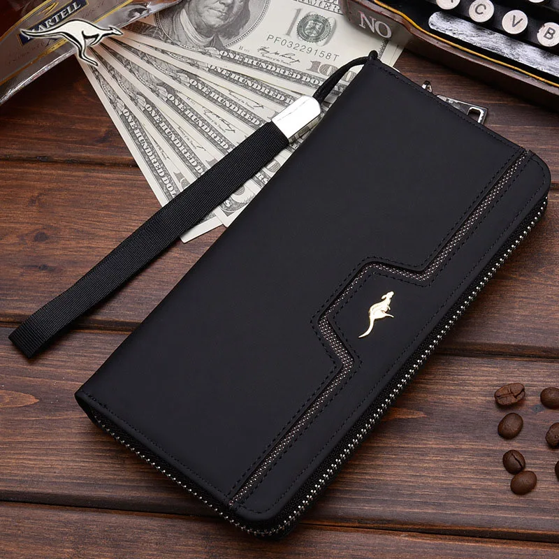 Designer Men Wallets Famous Brand kangaroo Men Long Wallet Clutch Male Wrist Strap Wallet Big ...