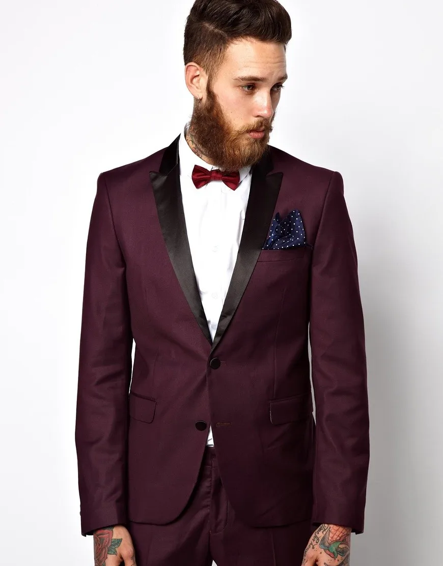 burgundy groom suit