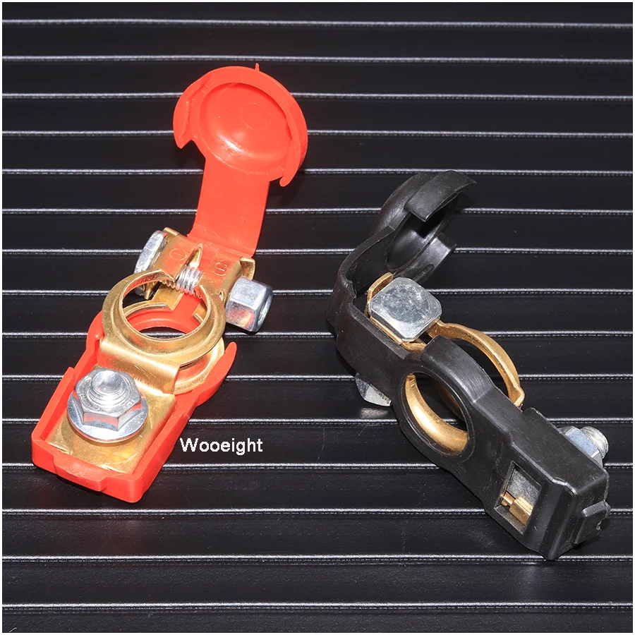 Wooeight 2Pcs Universal Car Battery Positive Negative Terminal Clamp Clips Protection Covers Connector For Benz BMW VW Honda (8)