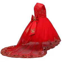 Детское платье принцессы с цветочным узором для девочек; вечерние платья с бантом-бабочкой