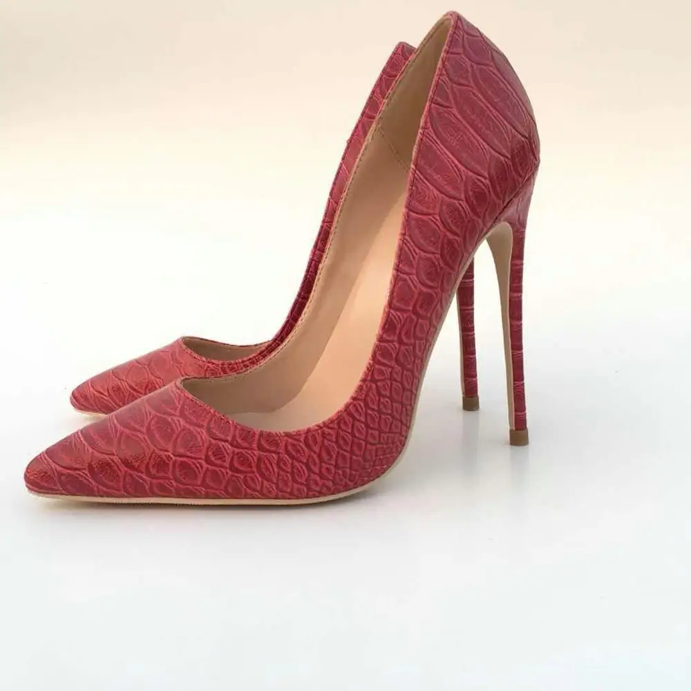 Keshangjia Для женщин Туфли-лодочки змеиная обувь женская обувь с острым носком на высоком каблуке обувь Патри Свадебная обувь пикантные туфли на высоком каблуке - Цвет: Красный
