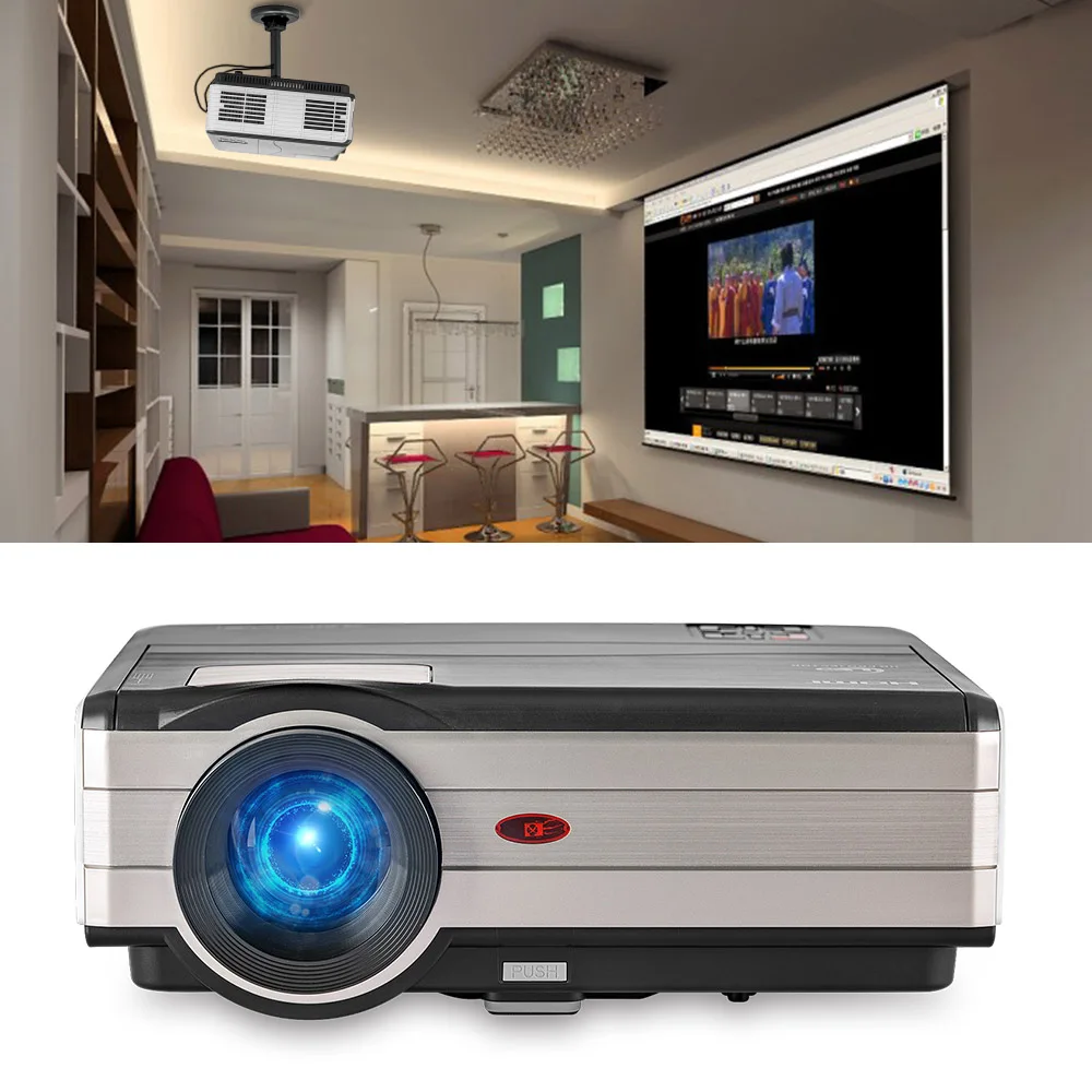 

CAIWEI Smart LED LCD Portable Home Theater HD Video Projector HDMI VGA (Optional Wireless Sync Display For Smartphone Ipad)