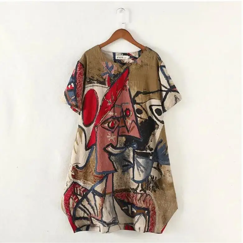 

Women Large Size Casual Office Plus Big Red Vintage Retro Boho Dress Robe Femme Large Size Shirt For a complete 4XL