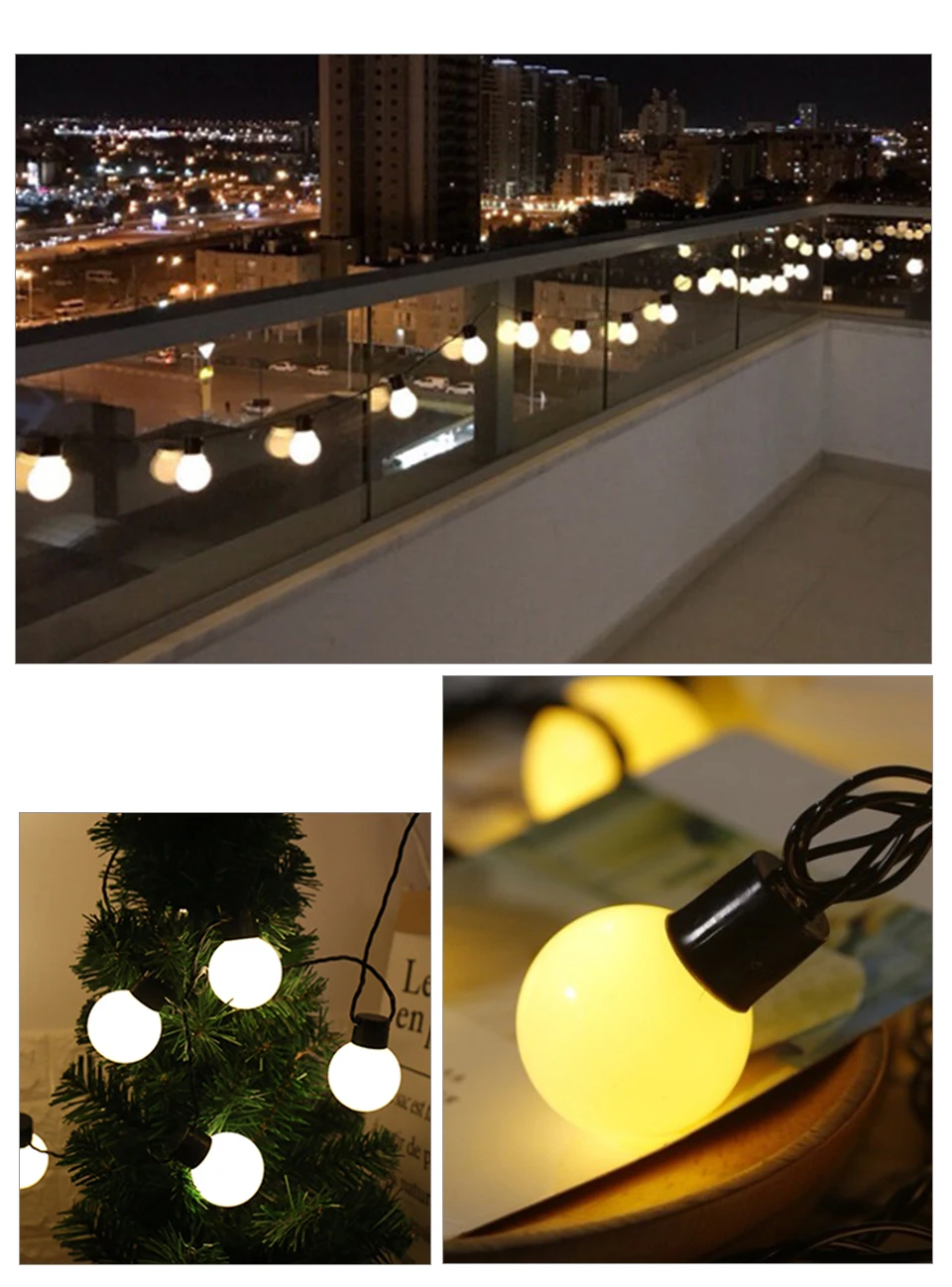 LED Solar Lamp String Fairy Light Outdoor Solar Light Festoon Globe Ball String Lights (12)