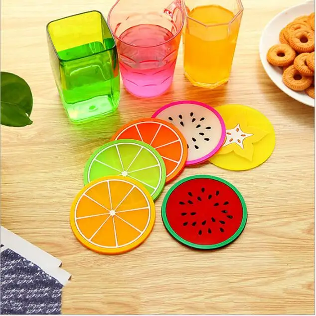 

Colorful jelly fruit shape coaster silicone cup mat Creative non-slip insulation pad coaster