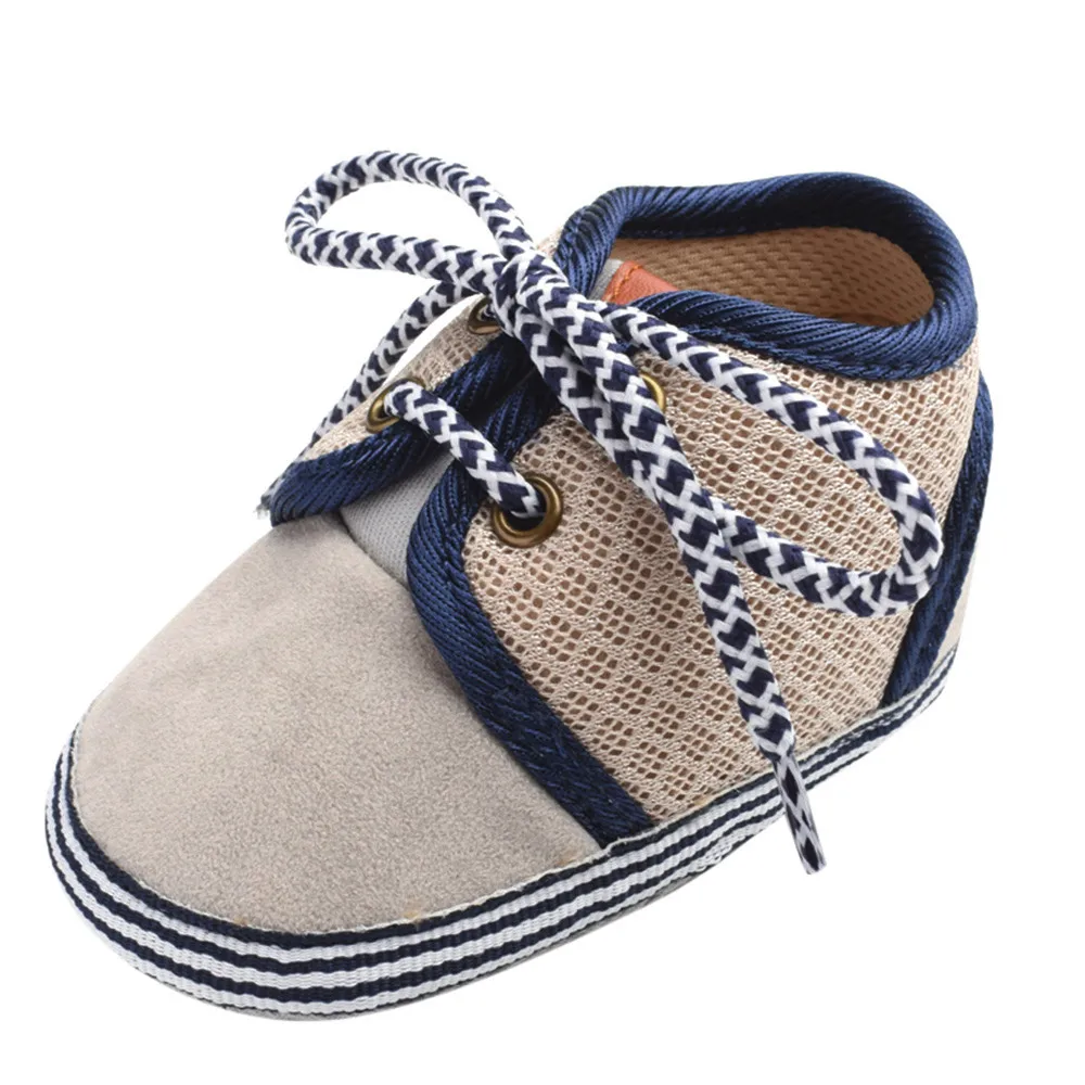 

Newborn Baby Infants Girl Boy Casual Canvas Patchwork Soft Anti-slip Lace-up Cotton Shoes
