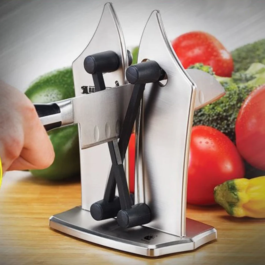 

Support Dropshipping Knife Sharpener Bavarian Edge Kitchen Knife Sharpener As Seen On TV Knife Sharpening Tools Grey Black