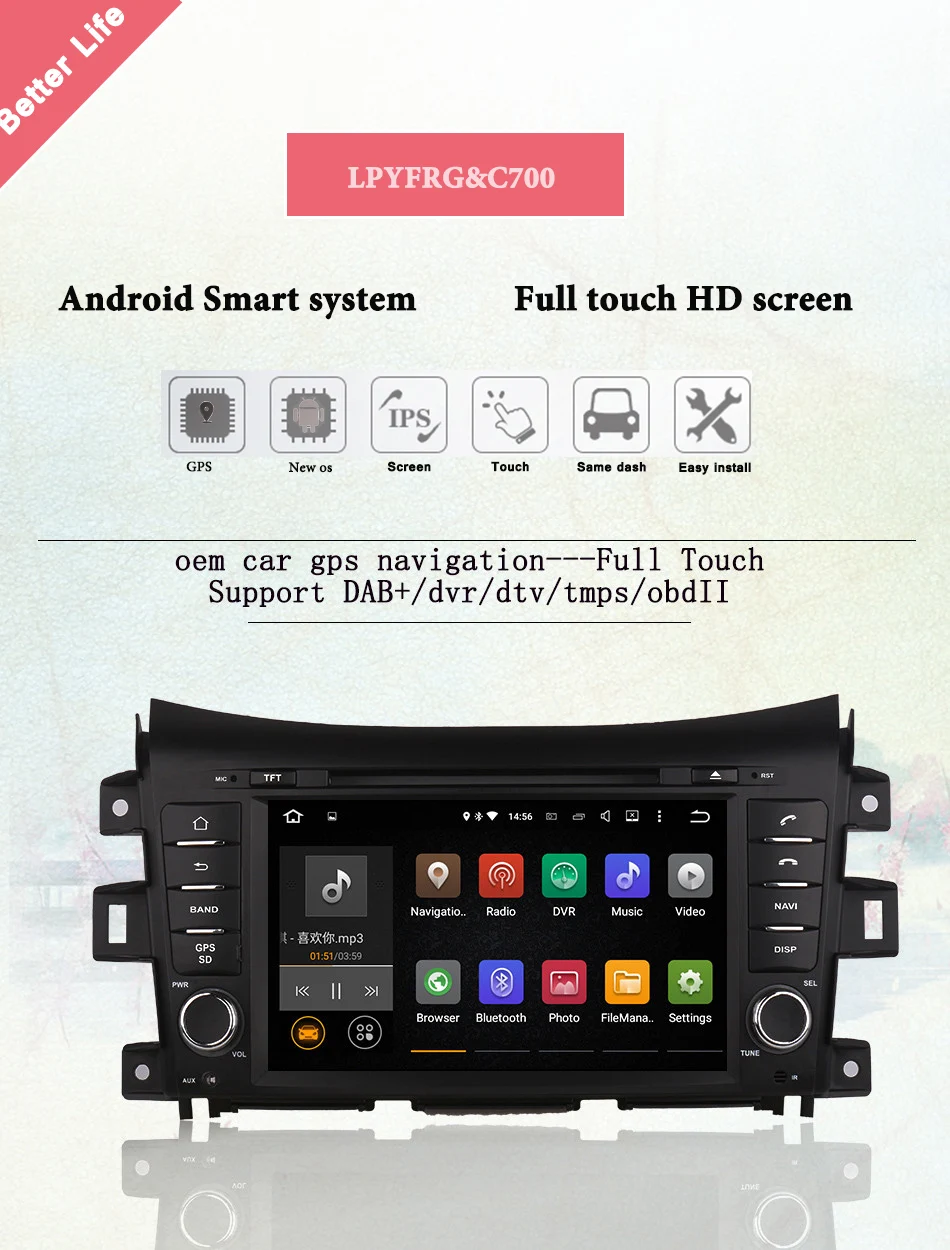 Cheap 8" IPS 1024*600 Screen Android 9.0 Car Stereo For Navara NP300 2014 15 16 2017 Auto Radio RDS GPS Navigation With dvd system 2