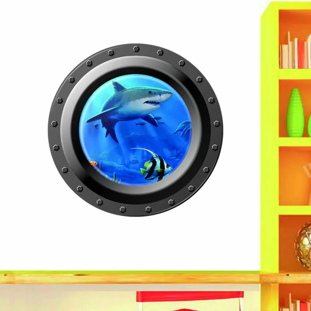 3d вид на океан окно подводной лодки наклейки на стену иллюминатор графика морской портал пилинг палка морской круиз искусство украшения детской комнаты