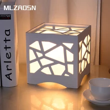 MLZAOSN лампа с гравировкой модная маленькая настольная лампа любовь вишня ночной Светильник прикроватный светильник резной современный эстетический Декор квадратная лампа