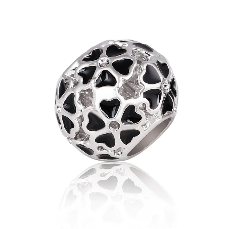 

10 Pcs a Lot Enamel Open work Alloy Bead DIY Big Hole Metal Beads Spacer Murano Bead Charm Fit For Pandora Charms Bracelet