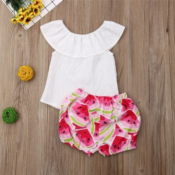 

Summer Baby Girl Set Toddler Kid Baby Girl Clothes Ruffle T-shirt Shorts Floral Newborn Outfit Baby Clothing Set Roupa Infantil