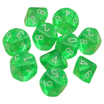

10-Dices D10 Ten Sided Gem Dice Die for RPG Dungeons&Dragons Board Table Games Transparent green