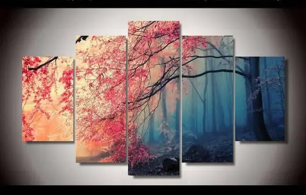 5 шт. Besutiful secerny tree картинки Настенная картина для гостиной живопись на холсте