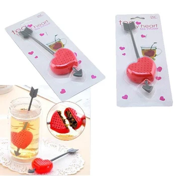 

10pcs Red Cupid Heart Tea Strainer Tea Bags Silicone loose-leaf Tea Infuser Filter Diffuser Fun Cartoon Tea Accessories