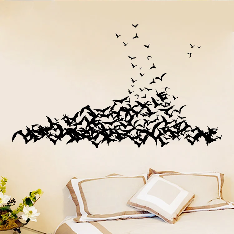 AW9560 Black 3D DIY PVC Bat Wall Stickers Home Decor