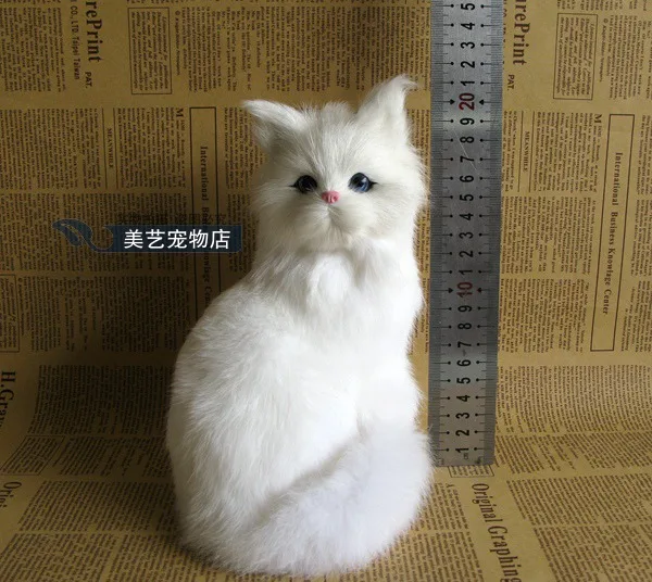 Новый Моделирование Белый Кот Реалистичные Модели кошки подарок 14x14x20 см
