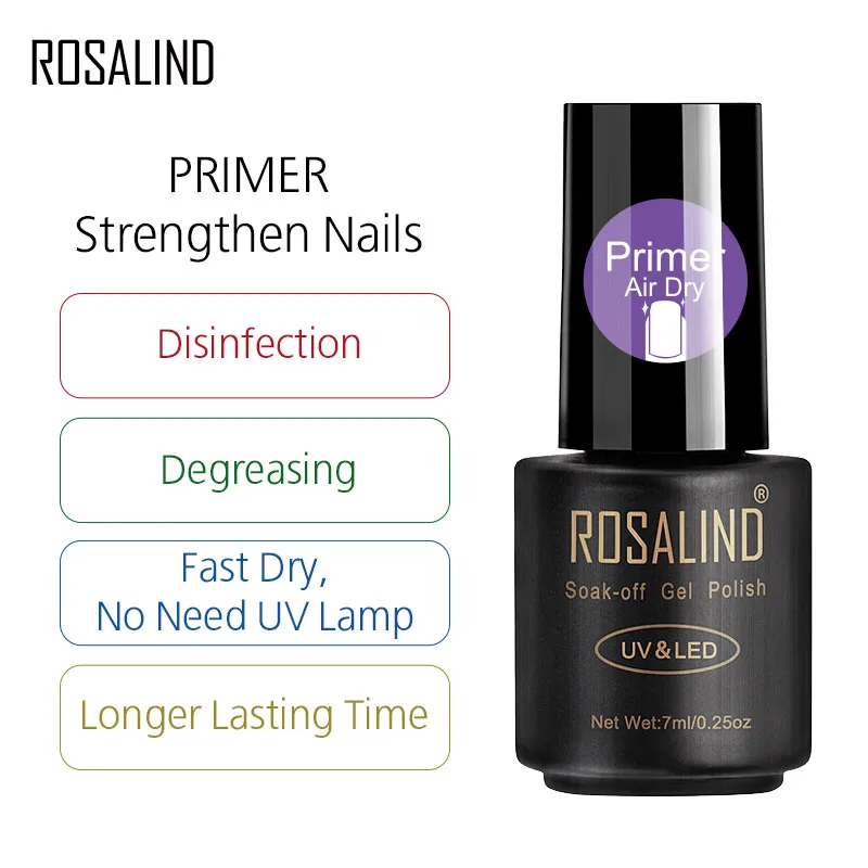

ROSALIND Nail Polish 7ml Fast Dry Primer Nails Soak Off Semi Permanent Varnish Designed For Manicure Beauty Acrylic UV Polish