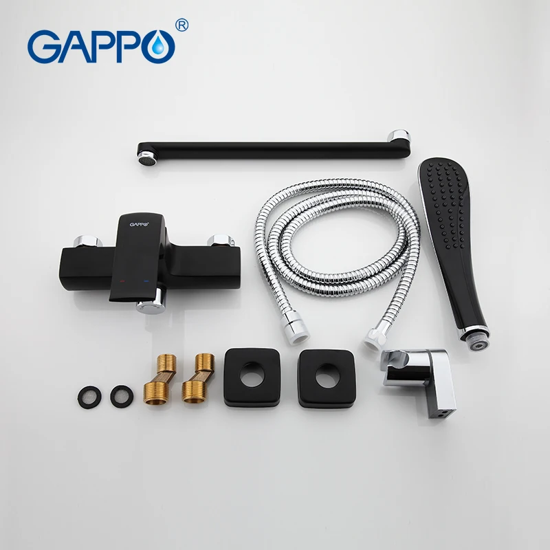GAPPO bathtub faucets black bathroom shower faucet rainfall shower set brass bath mixer faucet ducha de chuveiro GAPPO bathtub faucets black bathroom shower faucet rainfall shower set brass bath mixer faucet ducha de chuveiro