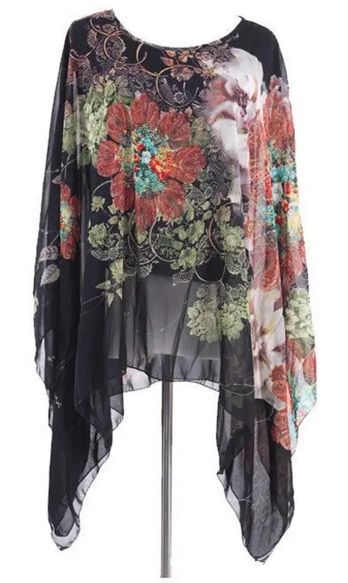 

S - 4XL 5XL 6XL Plus size women dress,batwing sleeve shawl casual chiffon dress vestidos femininos blusas femininas girl dress